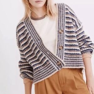 Madewell Waller Oversized Cropped Wool Blend Button Cardigan Sweater Size M